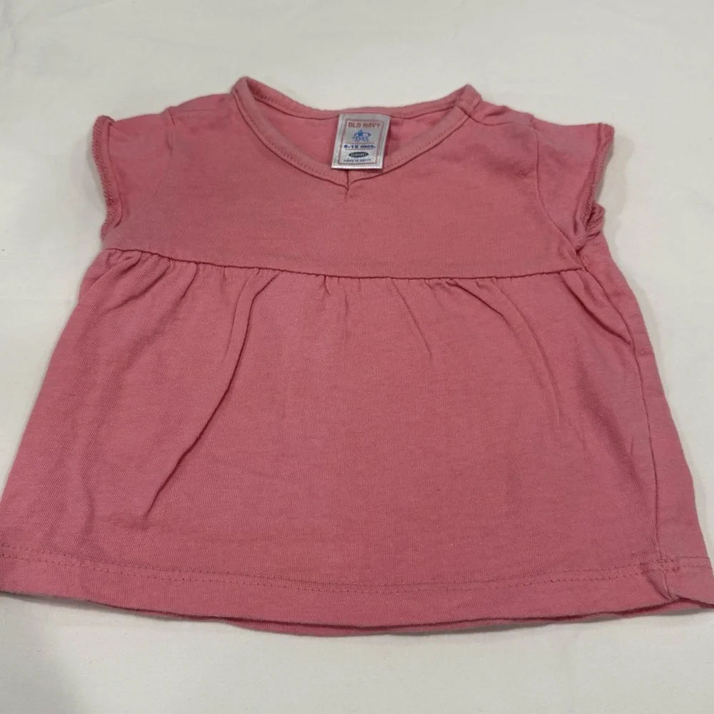 Y2K Old Navy Pink Short Sleeve Kids Babydoll Tee Size 6-12 months